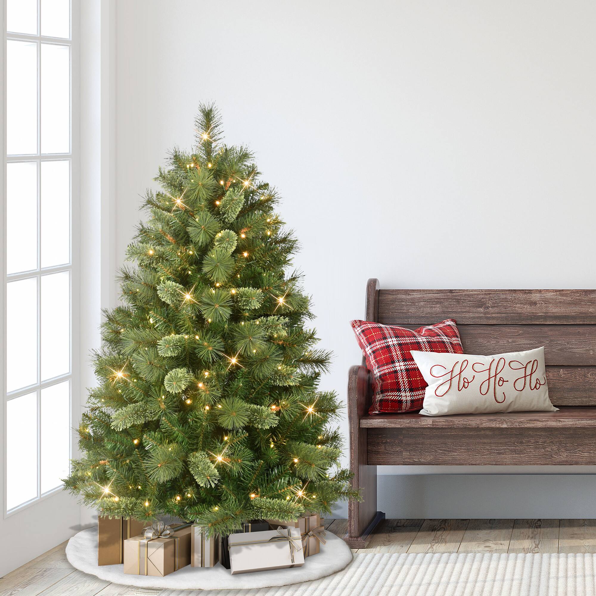 4.5ft. Pre-Lit Teton Pine Artificial Christmas Tree, Warm White LED Lights